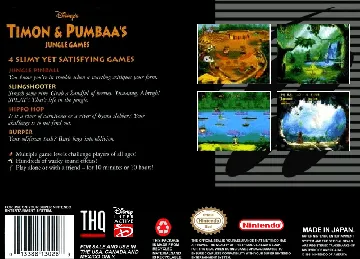 Timon & Pumbaa's Jungle Games (USA) box cover back